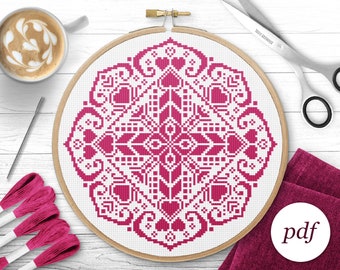 Mandala Cross Stitch Pattern, Instant Download PDF, Counted Cross Stitch, Embroidery Pattern, PDF Pattern, Digital Cross Stitch Pattern