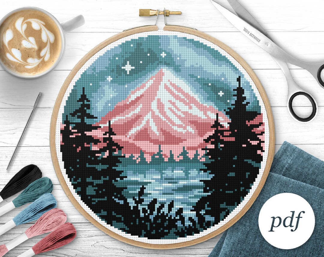 Mountain Cross Stitch Pattern, Instant Download PDF, Counted Cross ...