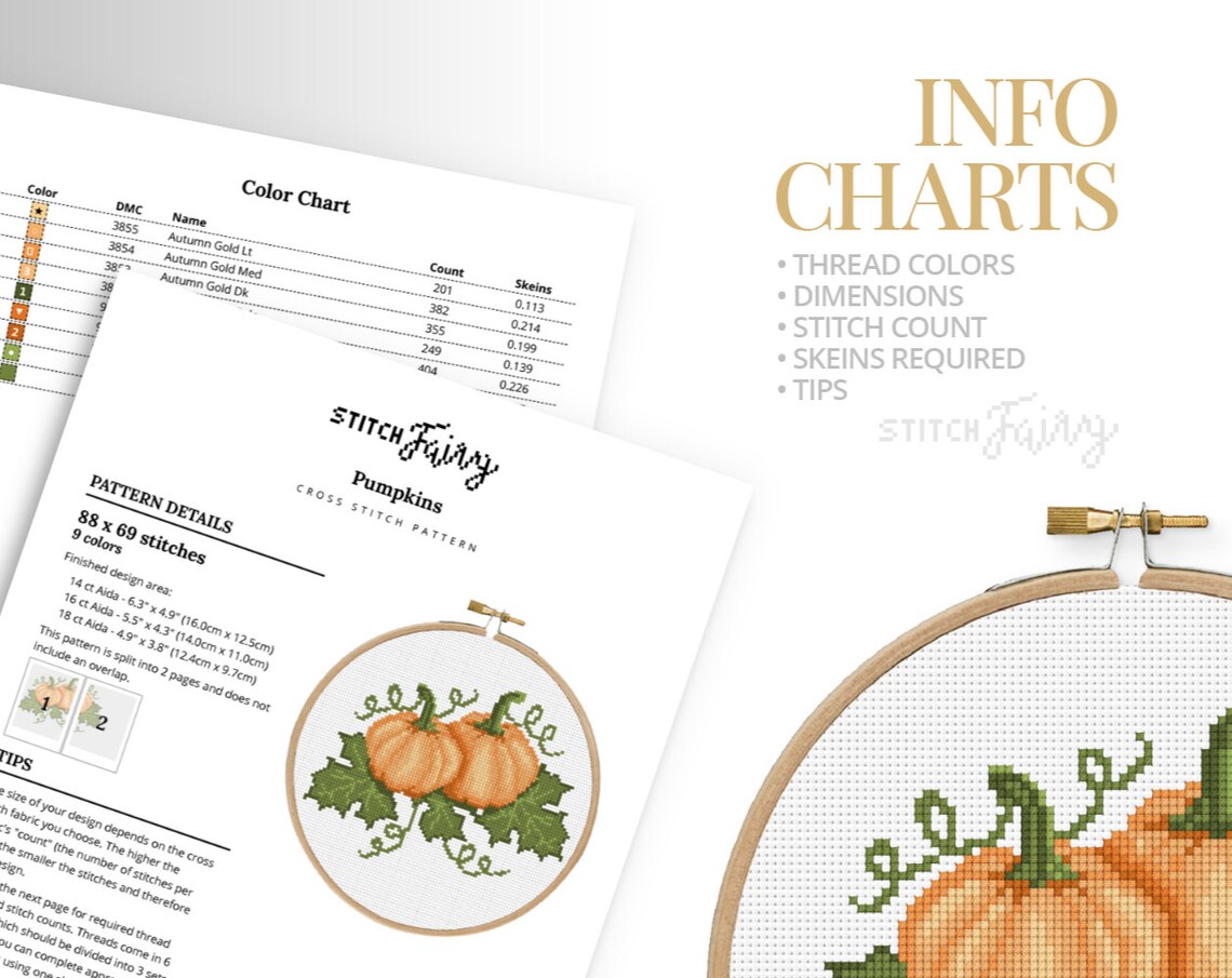Pumpkins Cross Stitch Pattern Instant Download PDF Counted - Etsy