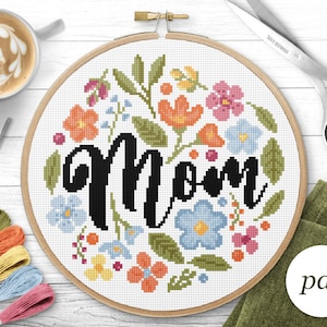 For Mom Cross Stitch Pattern, Instant Download PDF, Counted Cross Stitch, Embroidery Pattern, PDF Pattern, Digital Cross Stitch Pattern