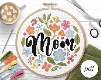 For Mom Cross Stitch Pattern, Instant Download PDF, Counted Cross Stitch, Embroidery Pattern, PDF Pattern, Digital Cross Stitch Pattern