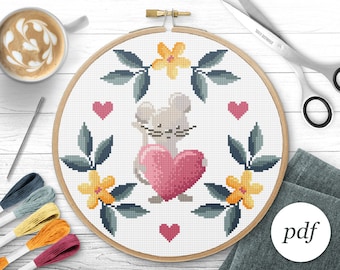 Valentines Cross Stitch Pattern, Instant Download PDF, Counted Cross Stitch, Embroidery Pattern, PDF Pattern, Digital Cross Stitch Pattern