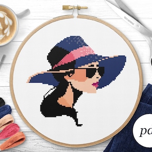 Classy Woman Cross Stitch Pattern, Instant Download PDF, Counted Cross Stitch, Embroidery Pattern, PDF Pattern