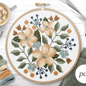 Bouquet Cross Stitch Pattern, Instant Download PDF, Counted Cross Stitch, Embroidery Pattern, PDF Pattern, Digital Cross Stitch Pattern