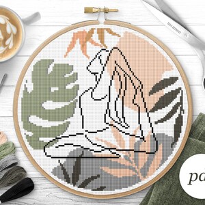 Yoga Pose Cross Stitch Pattern, Instant Download PDF, Counted Cross Stitch, Embroidery Pattern, PDF Pattern, Digital Cross Stitch Pattern