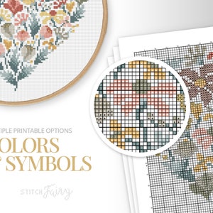 Floral Heart Cross Stitch Pattern, Instant Download PDF, Counted Cross Stitch, Embroidery Pattern, PDF Pattern image 4