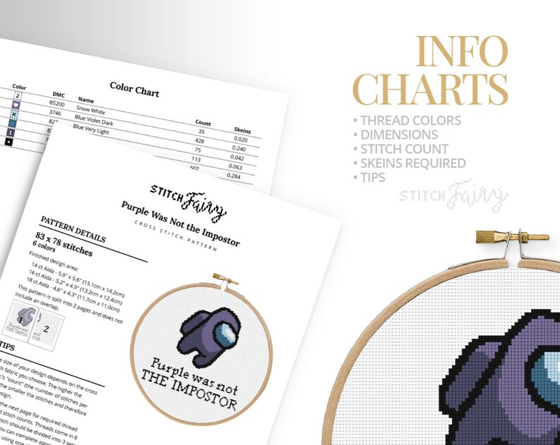 Impostor Pattern Purple Was Not the Impostor Cross Stitch Pattern, Instant Download PDF ...