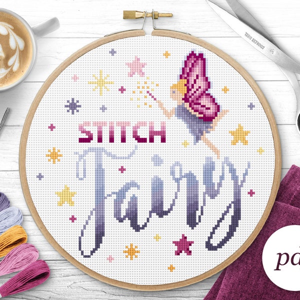 Stitch Fairy Cross Stitch Pattern, Instant Download PDF, Counted Cross Stitch, Embroidery Pattern, PDF Pattern