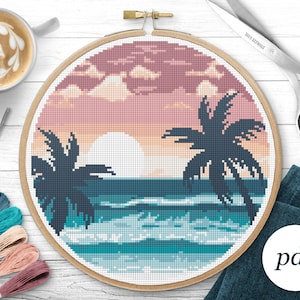 Ocean Cross Stitch Pattern, Instant Download PDF, Counted Cross Stitch, Embroidery Pattern, PDF Pattern, Digital Cross Stitch Pattern
