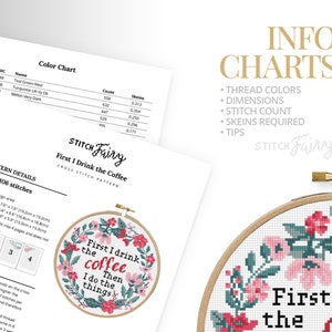 First I Drink the Coffee Cross Stitch Pattern, Instant Download PDF ...