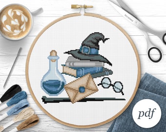 Wizarding Cross Stitch Pattern, undefined Pattern, Instant Download PDF, Counted Cross Stitch, Embroidery Pattern, PDF Pattern