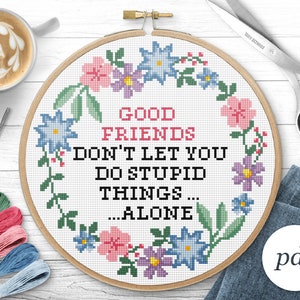 Good Friends Cross Stitch Pattern, Instant Download PDF, Counted Cross Stitch, Embroidery Pattern, PDF Pattern