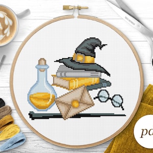 Wizarding Stitch Pattern, Instant Download PDF, Counted Cross Stitch, Embroidery Pattern, PDF Pattern, Digital Cross Stitch Pattern