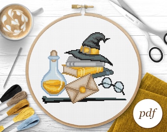 Wizarding Stitch Pattern, Instant Download PDF, Counted Cross Stitch, Embroidery Pattern, PDF Pattern, Digital Cross Stitch Pattern