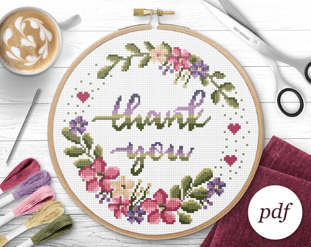 Thank You Cross Stitch Pattern, Instant Download PDF, Counted Cross