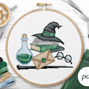 Wizarding Cross Stitch Pattern, Instant Download PDF, Counted Cross Stitch, Embroidery Pattern, PDF Pattern