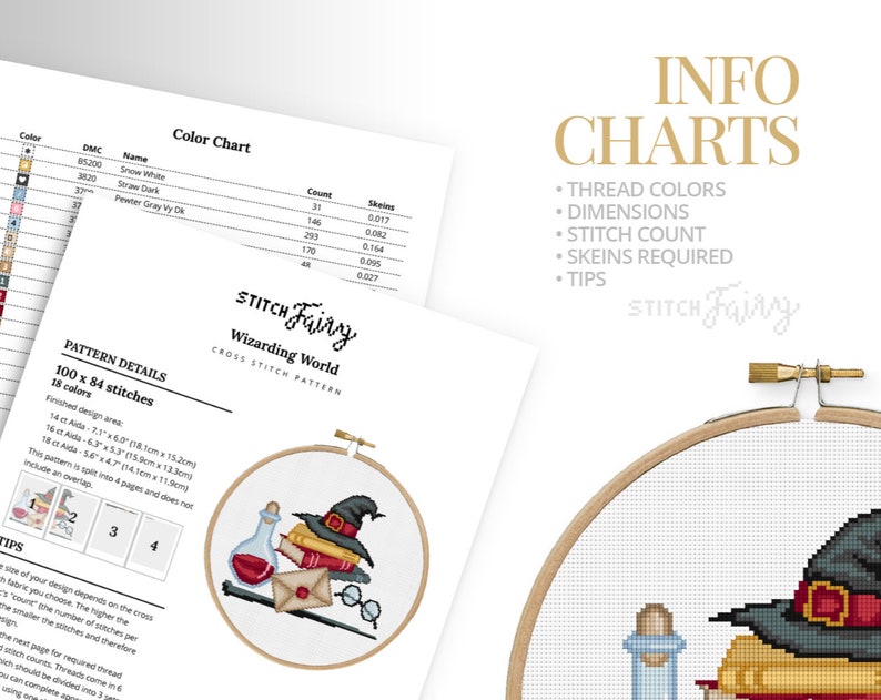 Wizarding Cross Stitch Pattern, Instant Download PDF, Counted Cross Stitch, Embroidery Pattern, PDF Pattern image 3