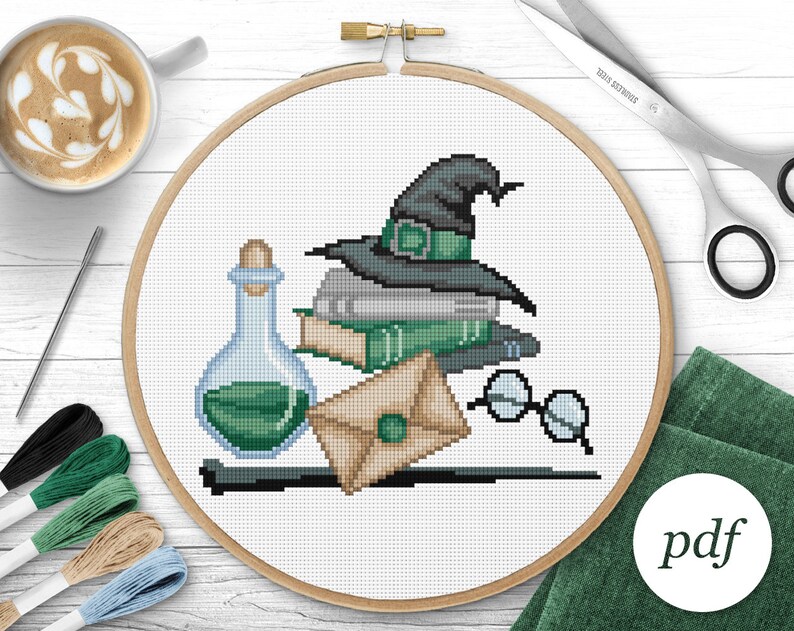 Wizarding Bundle Cross Stitch Pattern, Instant Download PDF, Counted Cross Stitch, Embroidery Pattern, PDF Pattern image 4