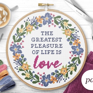 The Greatest Pleasure of Life Cross Stitch Pattern, Instant Download PDF, Counted Cross Stitch, Embroidery Pattern, PDF Pattern