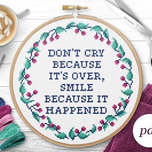 Do Not Cry Cross Stitch Pattern, Instant Download PDF, Counted Cross Stitch, Embroidery Pattern, PDF Pattern, Digital Cross Stitch Pattern