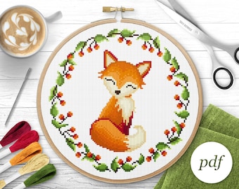 Little Fox Cross Stitch Pattern, Instant Download PDF, Counted Cross Stitch, Embroidery Pattern, PDF Pattern, Digital Cross Stitch Pattern