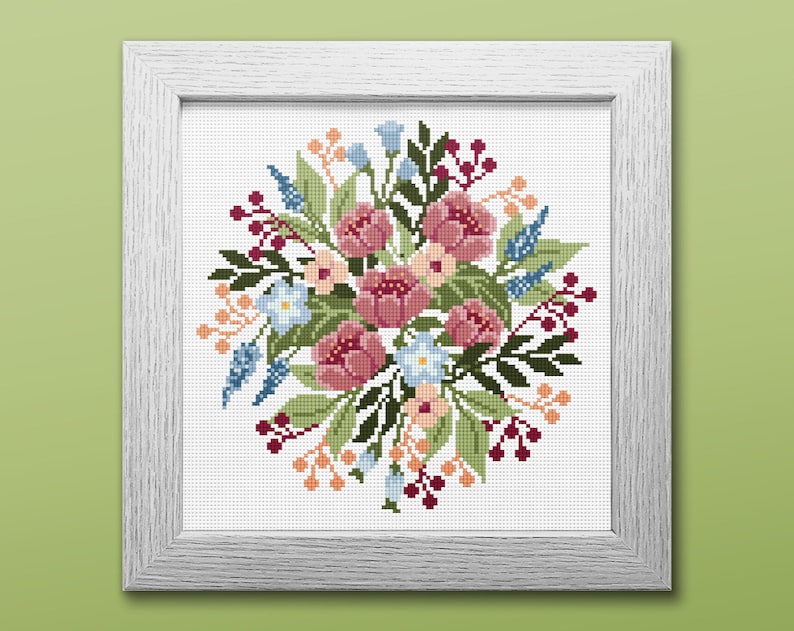 Bouquet Cross Stitch Pattern Instant Download PDF Counted - Etsy