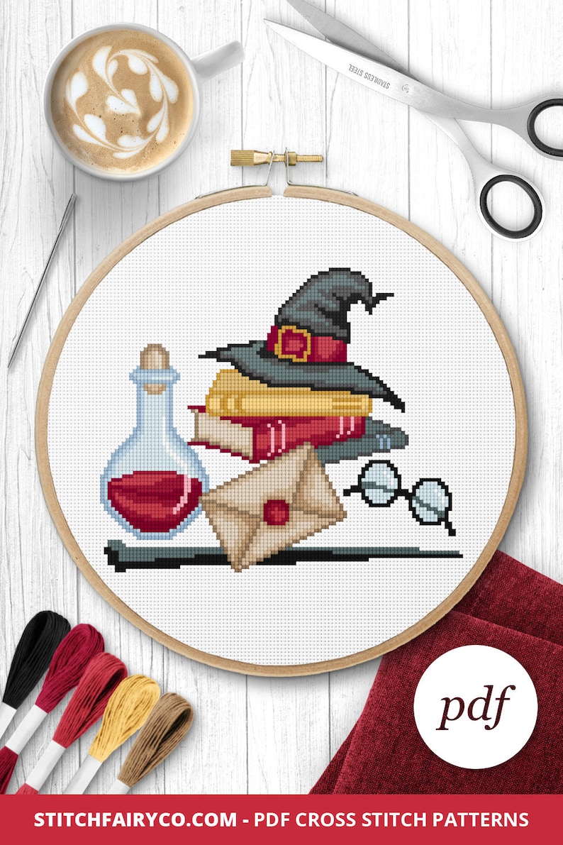 Wizarding Cross Stitch Pattern, Instant Download PDF, Counted Cross Stitch, Embroidery Pattern, PDF Pattern image 8