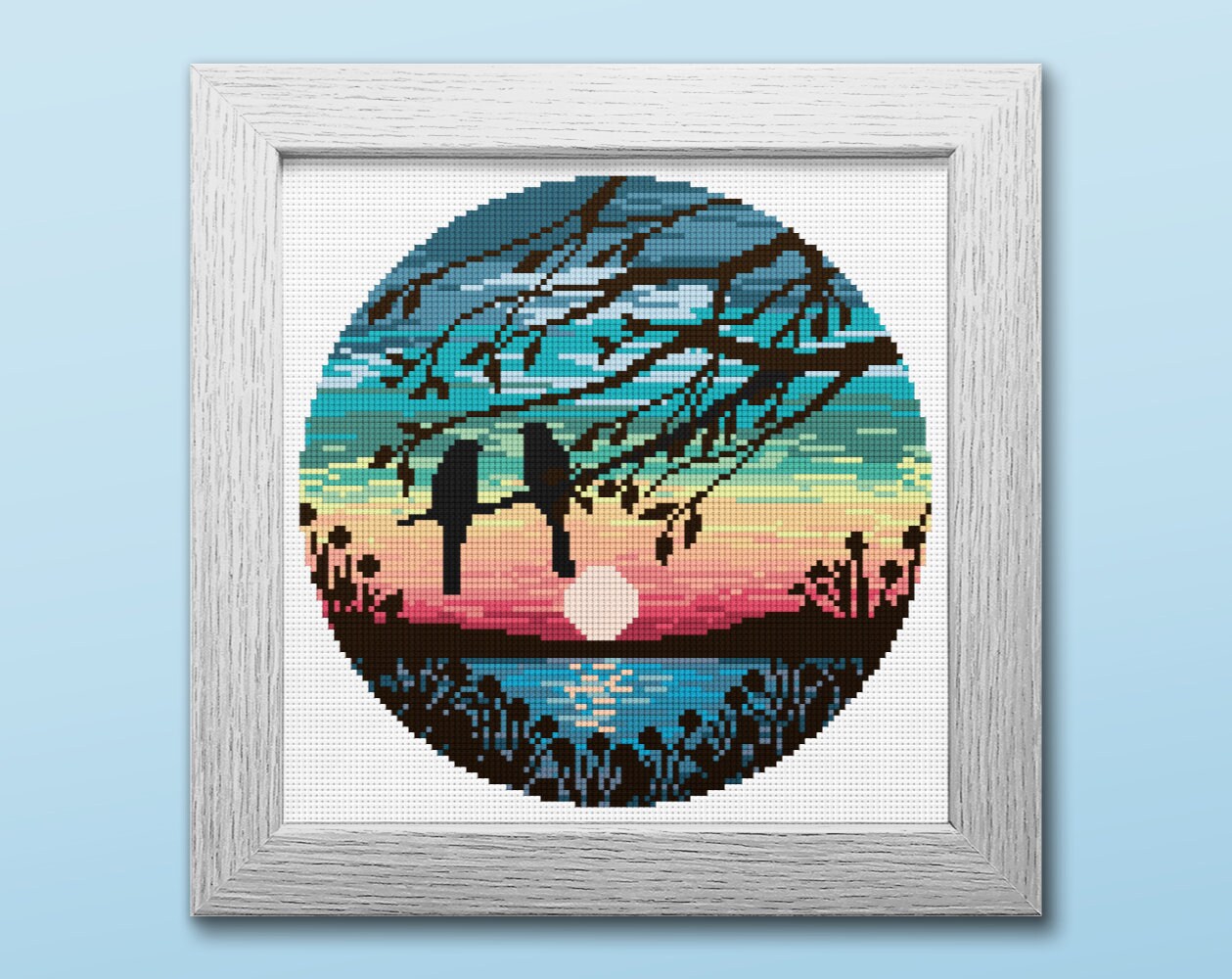 Sunset With Birds Cross Stitch Pattern Instant Download PDF - Etsy