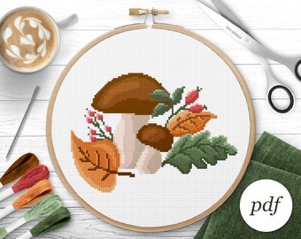 Mushrooms Cross Stitch Pattern, Instant Download PDF, Counted Cross Stitch, Embroidery Pattern, PDF Pattern, Digital Cross Stitch Pattern