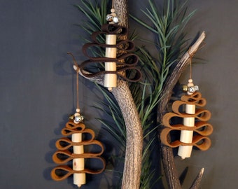 Artisan Leather Christmas Tree Ornaments