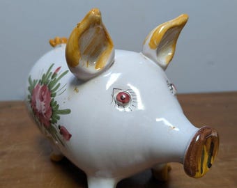 Vintage Pig Pottery Coin Bank