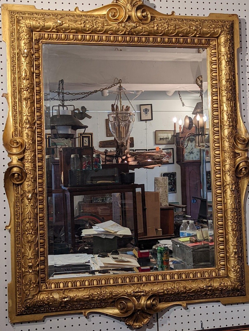 1875 Renaissance Revival Large Gilt Mirror PICKUP ONLY image 1