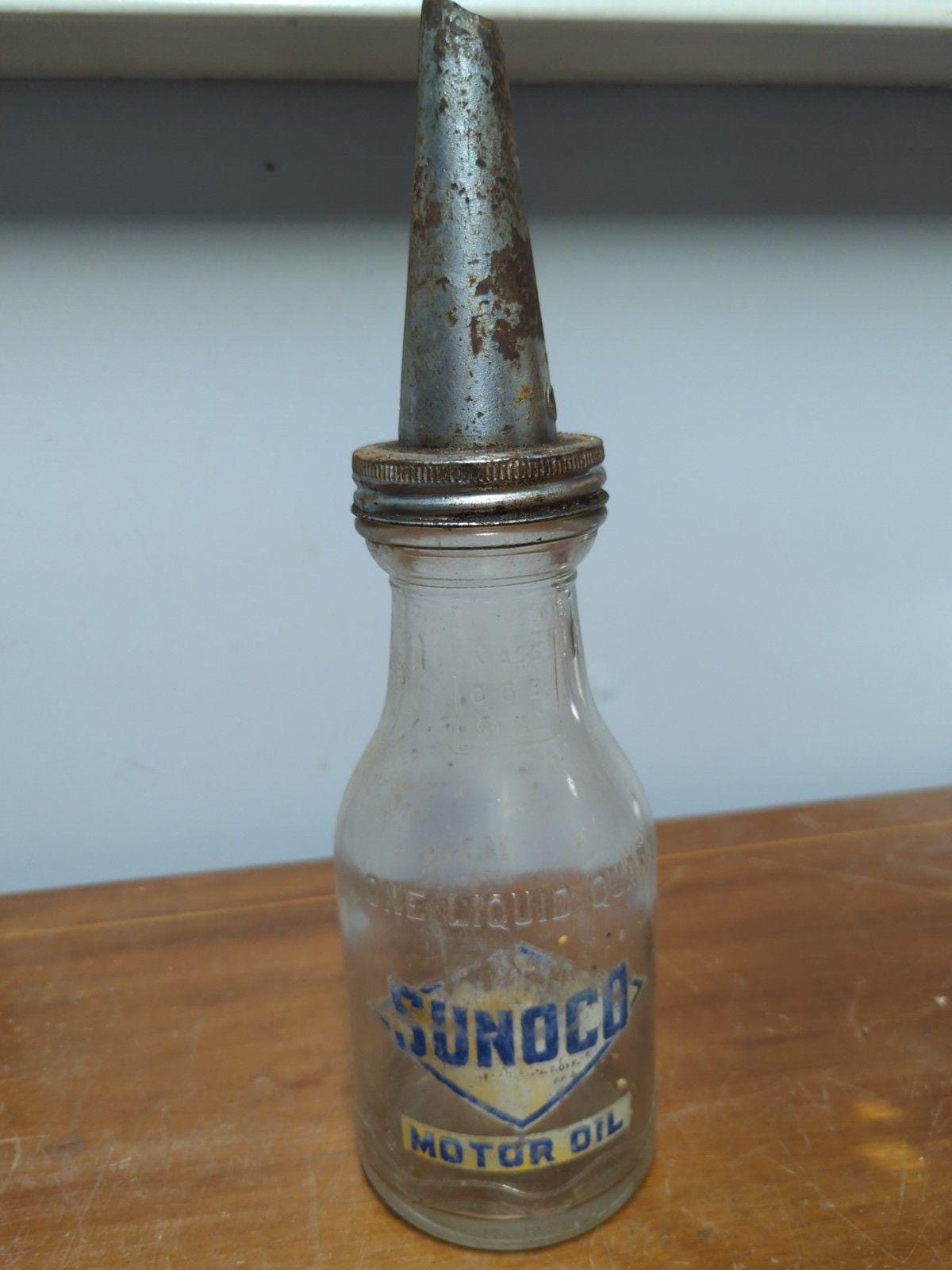 1950's Sunoco Glass Motor Oil Bottle One Quart With Spout - Etsy