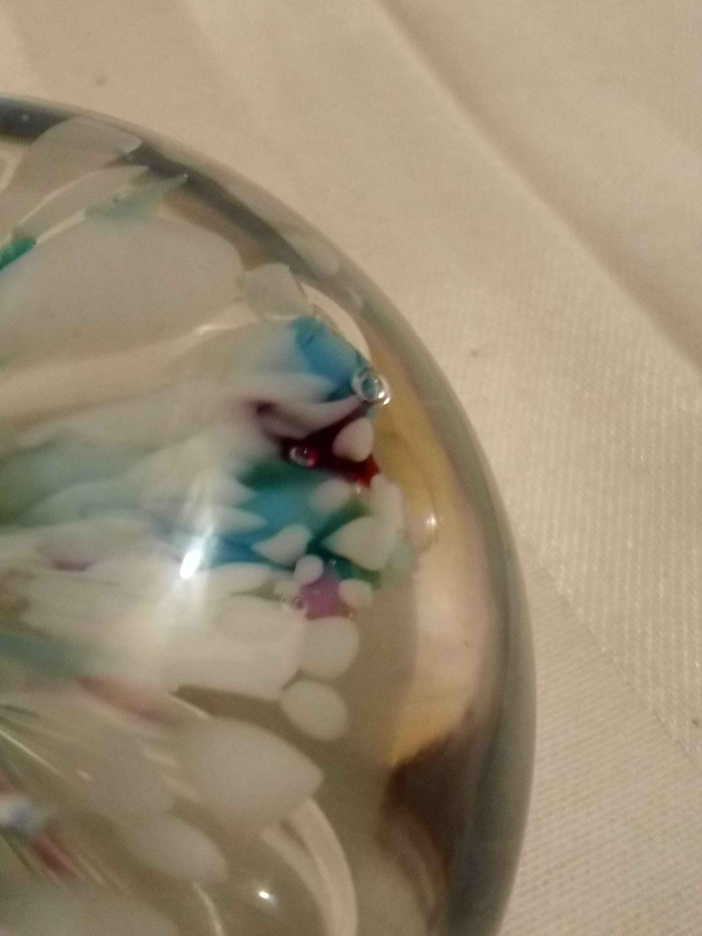 Gibson Glass Paperweight Blue White Purple Flowers Mid Century Etsy