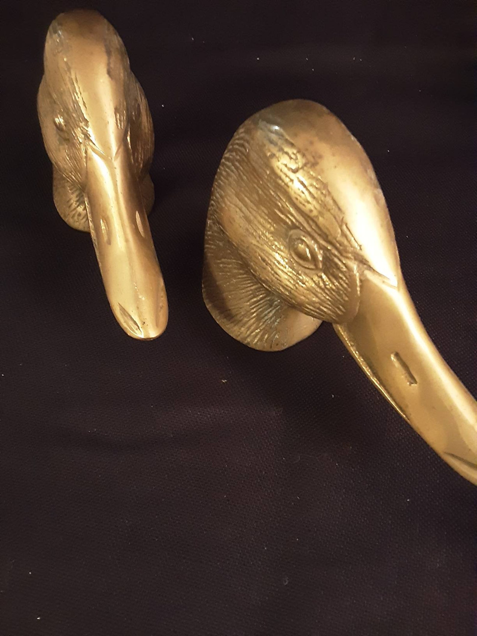 Vintage Brass Duck Head Bookends Etsy