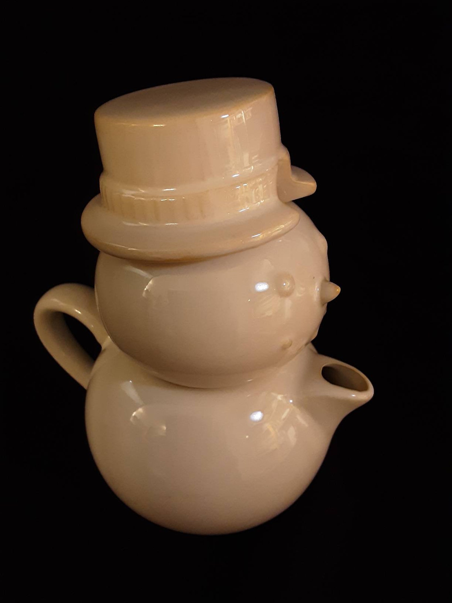 Pottery Barn Snowman Stacking Teapot for One W/ Sugar Bowl Etsy