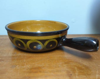 Landert Fondue Pot 9" (12" Total) Gold Black Graphic Print Mid Century Modern