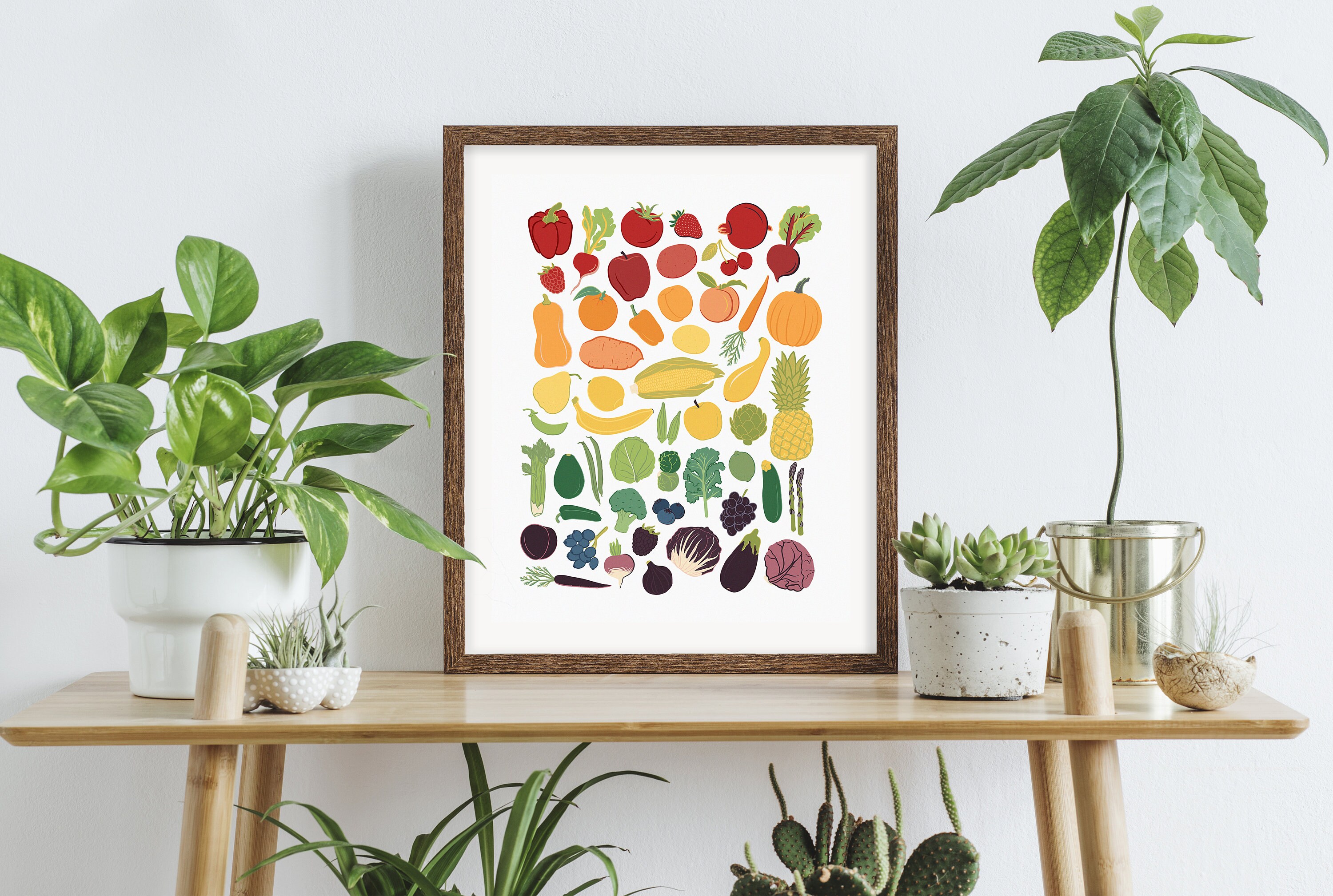 Rainbow Food Art Print Kitchen Decor Kitchen Wall Art Etsy