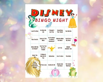 Juego de bingo de canciones de películas de Disney, ¡Diversión garantizada! (Descarga digital)