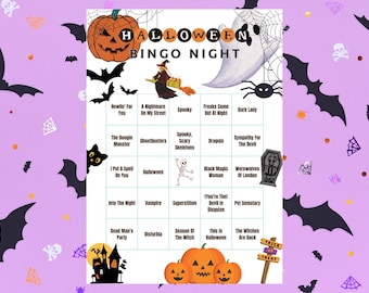 Halloween Music Bingo Game: Spooky Songs Spotify Playlist (Printable)