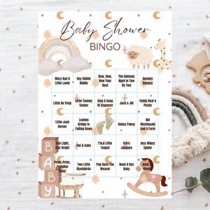 Baby Shower Musical Bingo, Music Bingo, Baby Shower Games, Fun Party Bingo Game, Digital Download, Printable, Expecting Moms, Nursery Rhymes