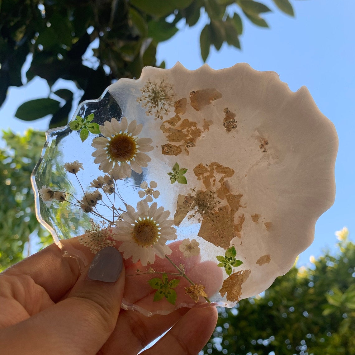 Personalized Floral Coaster/ Aesthetic Minimalistic Gift / Etsy