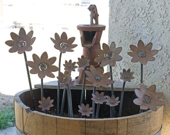 Rustic Metal Garden Stake 16 x 6 inch Flower yard art