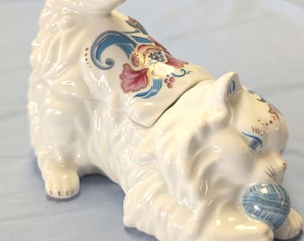 Vtg So. Heirlooms Elizabeth Arden Ceramic White Cat Candle Trinket Dish