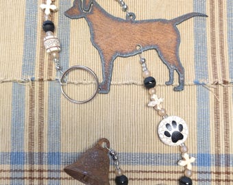 Rustic Recycled Metal Retriever Dog Wind Chime/Charm/Wall Hanging/Memorial
