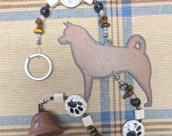 Rustic Handcrafted Metal Husky/Akita/Dog Wind Chime/Hanging/Memorial
