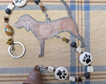 Handcrafted Beagle Hound Dog Metal Wind Chime Charm Wall Hanging/Memorial