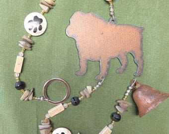 Handcrafted Bull Dog Metal Wind Chime Charm Wall Hanging/Memorial