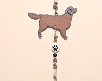 Rustic Handcrafted Metal Golden Retriever Dog Wind Chime/Charm/Memorial