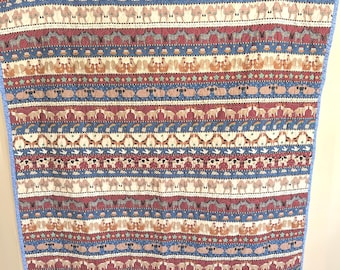 Noah's Ark Handmade Baby Quilt Blanket 42 x 42 in Pre-owned